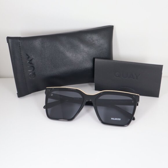 Quay Australia LEVEL UP 55793 Black Gold/Smoke POLARIZED Sunglasses 60-16-148mm - Picture 1 of 13